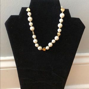 Pearl and gold heart costume jewelry necklace